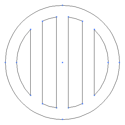 家紋「丸に竪三つ引き」紋のベクターフリー素材のアウトライン画像