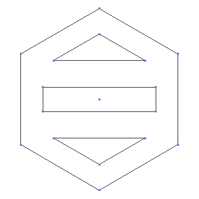 家紋「六角に二つ引き」紋のベクターフリー素材のアウトライン画像