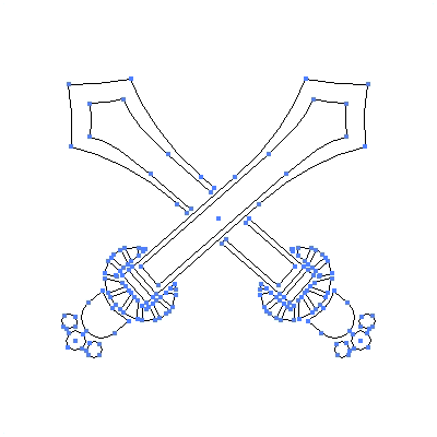 家紋「違い剣」紋のベクターフリー素材のアウトライン画像