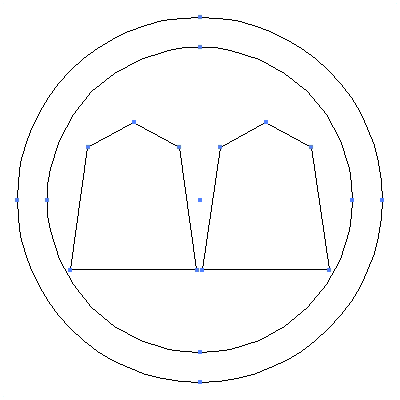 家紋「丸に並び将棋駒」紋のベクターフリー素材のアウトライン画像