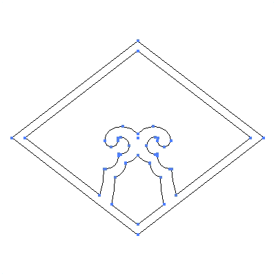 家紋「糸菱に覗き琴柱」紋のベクターフリー素材のアウトライン画像