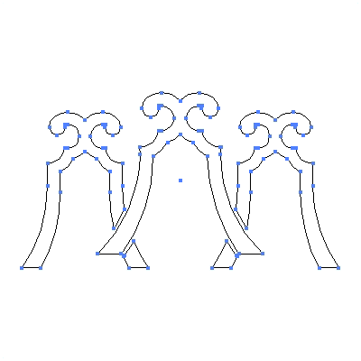 家紋「三つ立ち琴柱」紋のベクターフリー素材のアウトライン画像