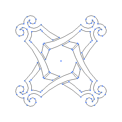 家紋「四つ組み琴柱」紋のベクターフリー素材のアウトライン画像