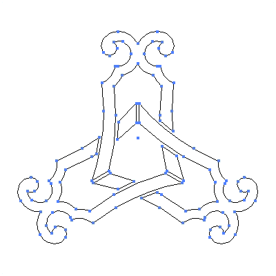 家紋「三つ組み琴柱」紋のベクターフリー素材のアウトライン画像