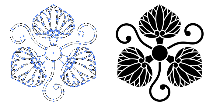 家紋・片手蔓に三つ葵のプレビュー画像とパス画像