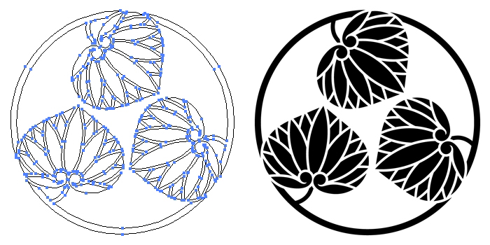 家紋・三つ葵の丸のプレビュー画像とパス画像
