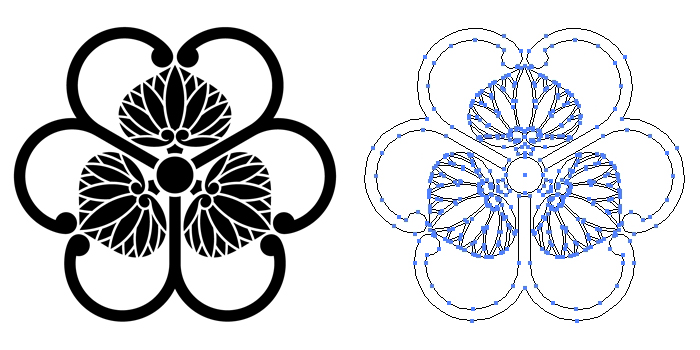 家紋・三つ蔓葵に片喰のプレビュー画像とパス画像
