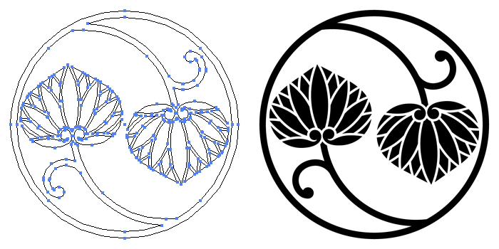 家紋・二つ蔓葵のプレビュー画像とパス画像