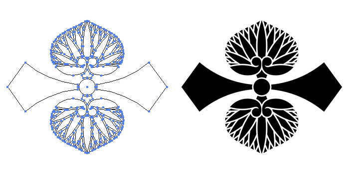 家紋・剣二つ葵のプレビュー画像とパス画像
