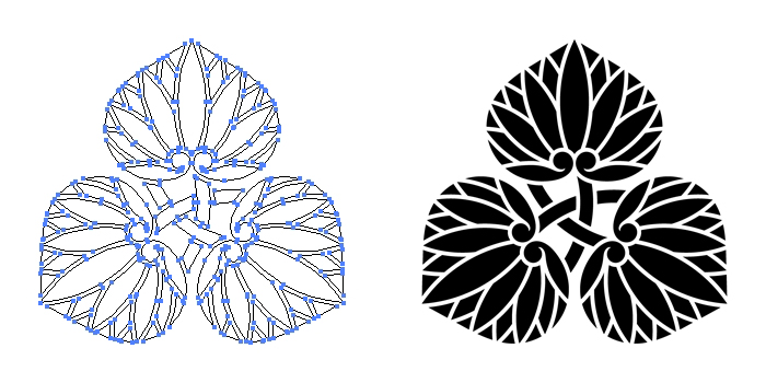 家紋・三つ軸違い葵のプレビュー画像とパス画像