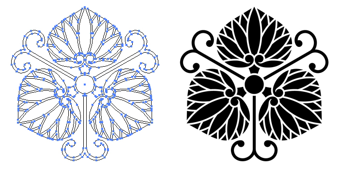 家紋・蔓三つ葵のプレビュー画像とパス画像